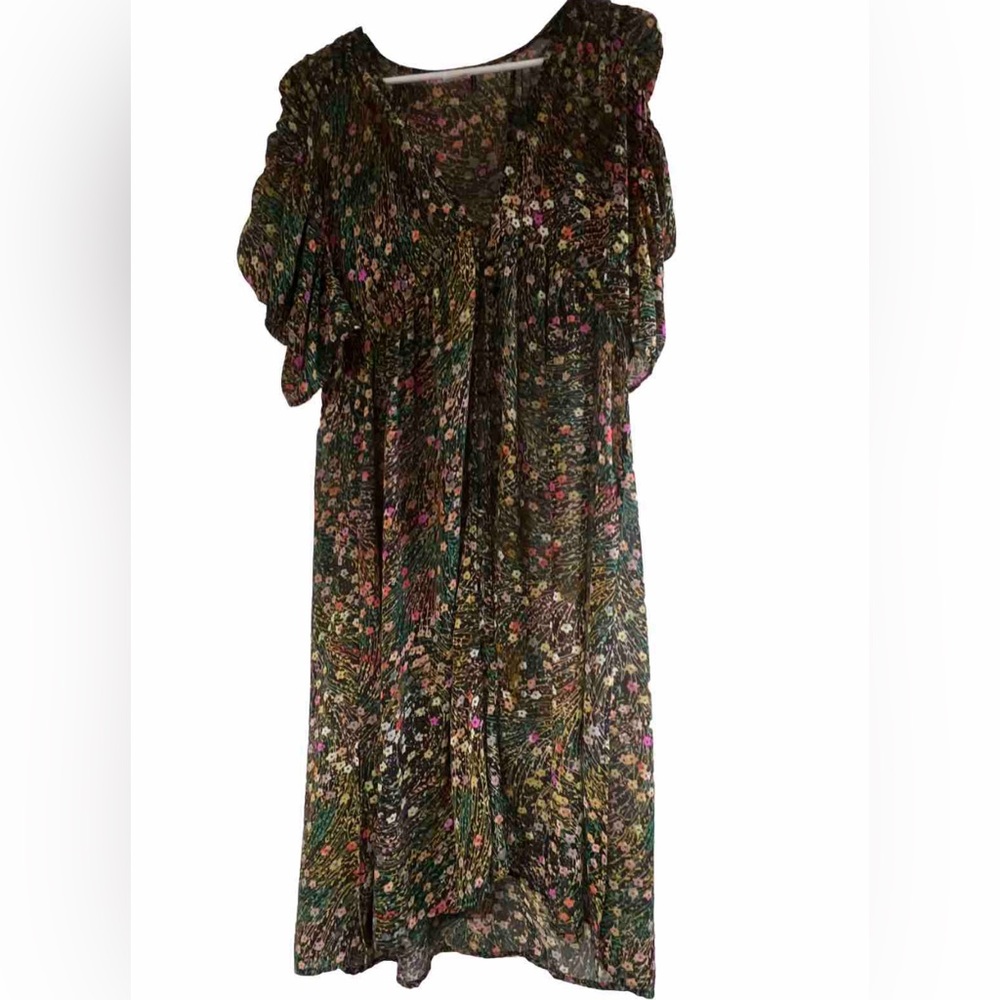 Anthropologie Valencia Multi Floral Semi Sheer Dress by Akemi + Kin in Size XS